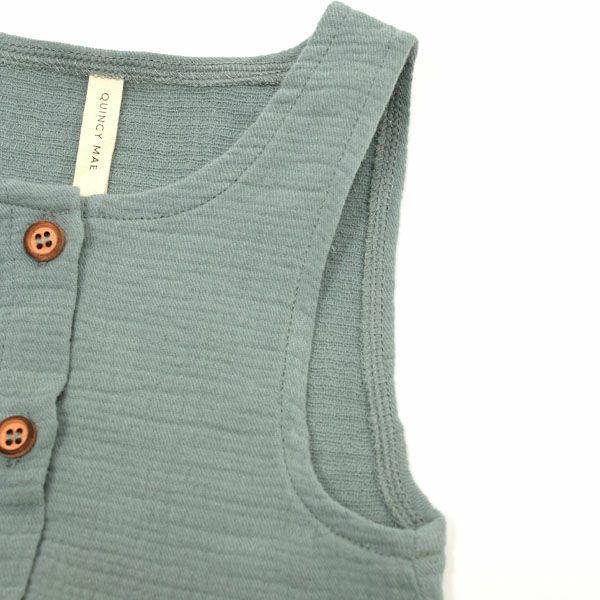 オーガニックコットン ベビーガーゼノースリーブジャンプスーツ