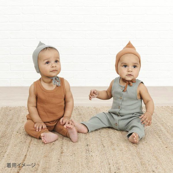 オーガニックコットン ベビーガーゼノースリーブジャンプスーツ