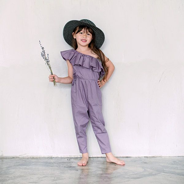 オーガニックコットン キッズオフショルダージャンプスーツ Isla