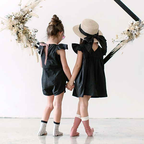 オーガニックコットン キッズフリル袖ドレス Aria