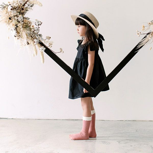 オーガニックコットン キッズフリル袖ドレス Aria