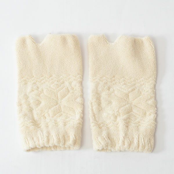 オーガニックコットン 雪柄パイル指なし手袋