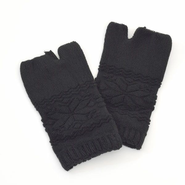 オーガニックコットン 雪柄パイル指なし手袋