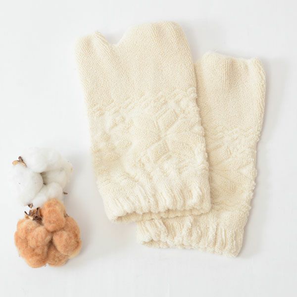 オーガニックコットン 雪柄パイル指なし手袋