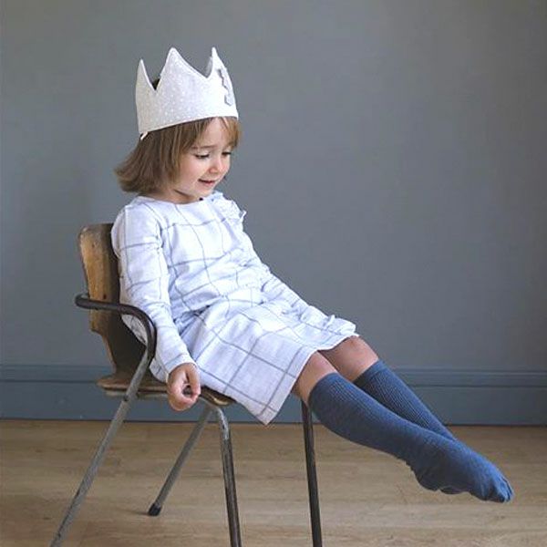 オーガニックコットン バースデークラウン Blue&Grey on Grey