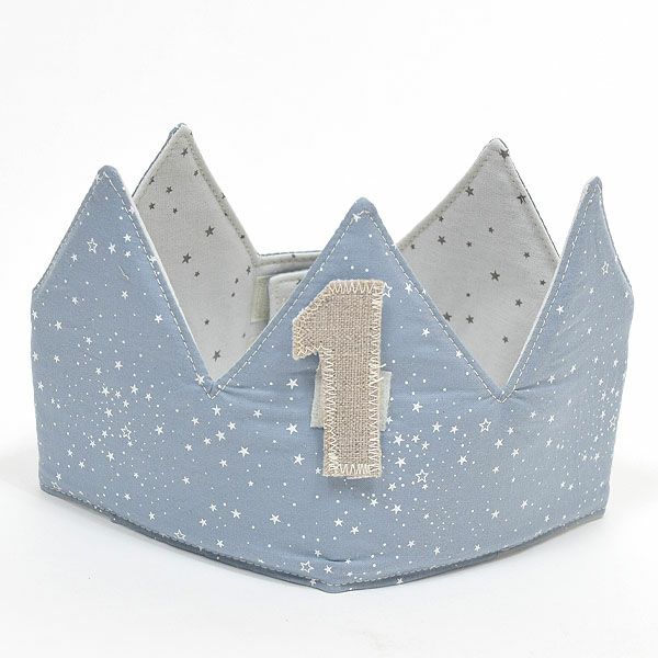 オーガニックコットン バースデークラウン Blue&Grey on Grey