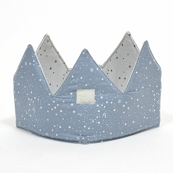 オーガニックコットン バースデークラウン Blue&Grey on Grey