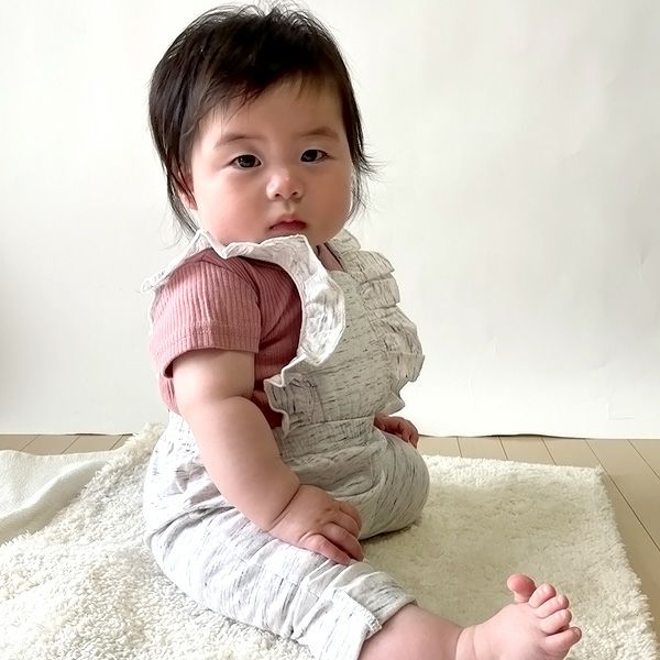 オーガニックコットン ベビーサロペットロンパース