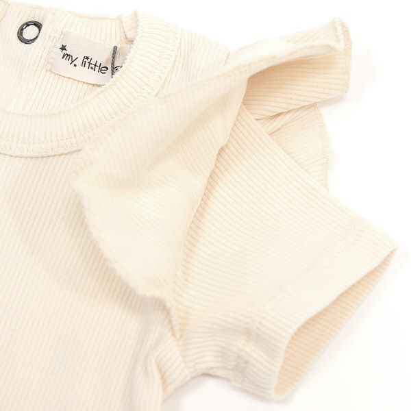 オーガニックコットン ベビーフリル袖リブボディスーツ