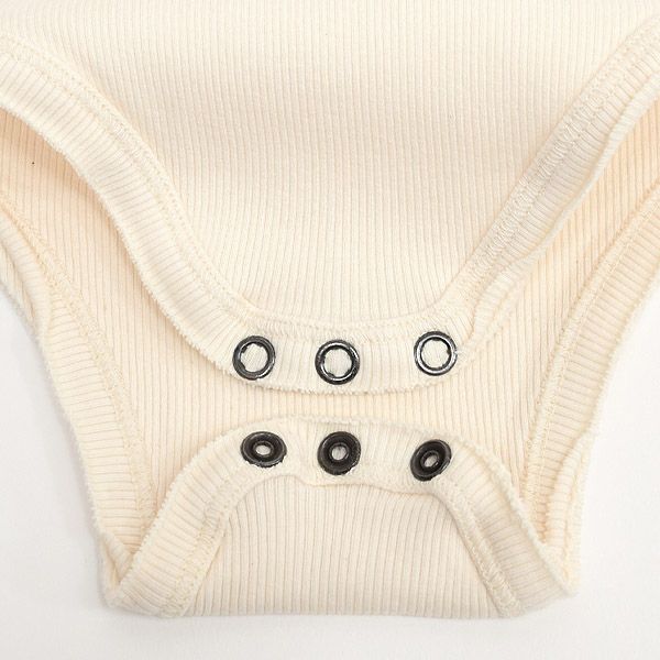 オーガニックコットン ベビーフリル袖リブボディスーツ