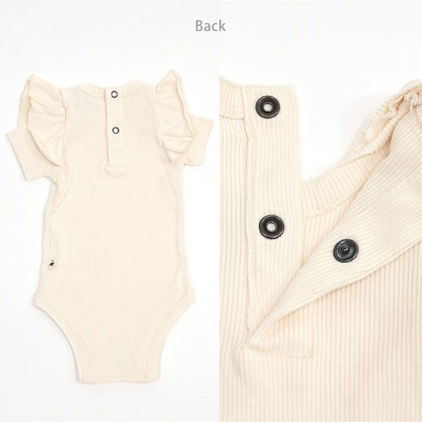 オーガニックコットン ベビーフリル袖リブボディスーツ