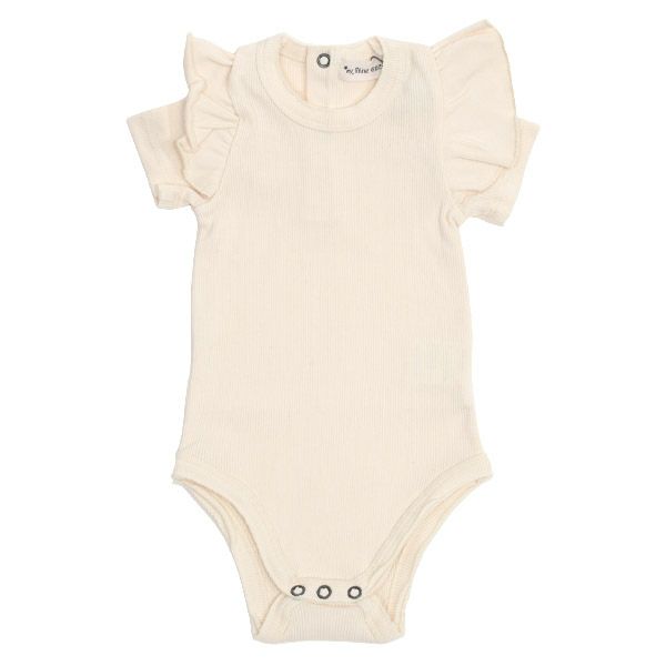 オーガニックコットン ベビーフリル袖リブボディスーツ