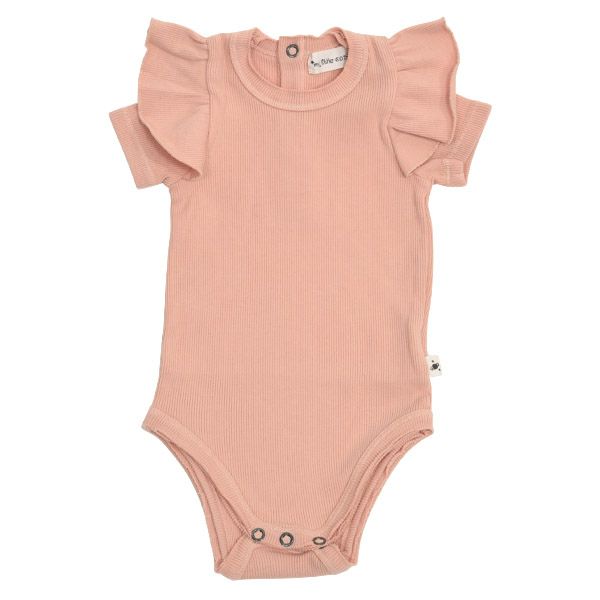 オーガニックコットン ベビーフリル袖リブボディスーツ
