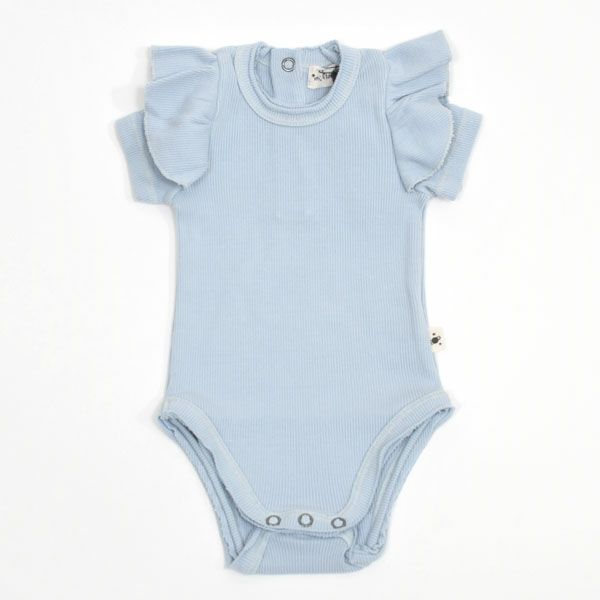 オーガニックコットン ベビーフリル袖リブボディスーツ
