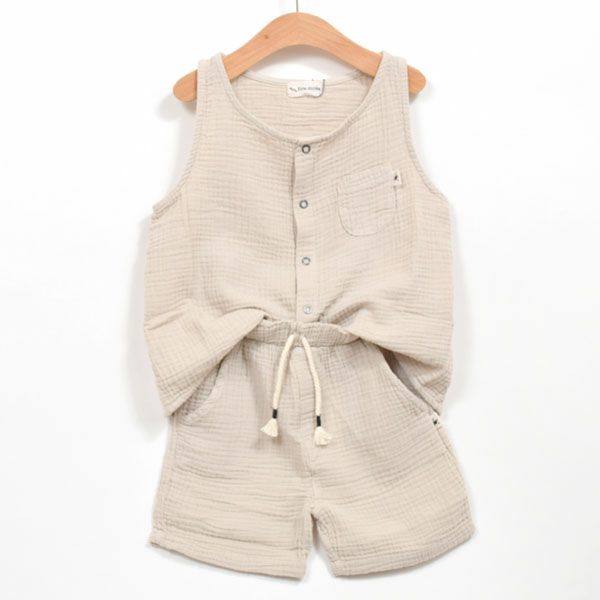 オーガニックコットン ベビーダブルガーゼノースリーブトップ