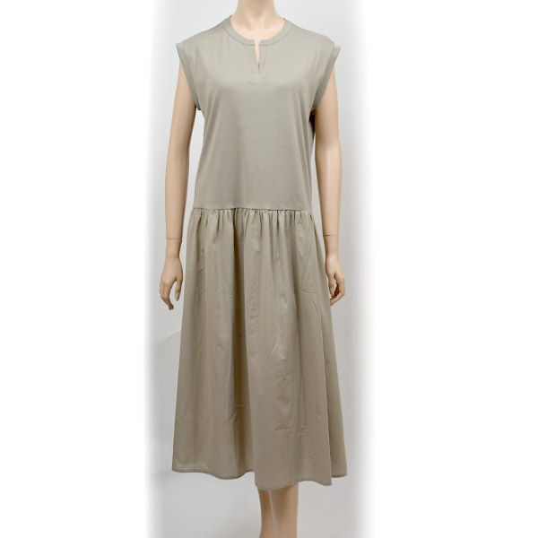 オーガニックコットン ノースリーブコンビドレス