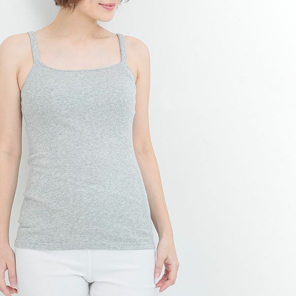 オーガニックコットン 肌にやさしいパッド付きリブキャミソール