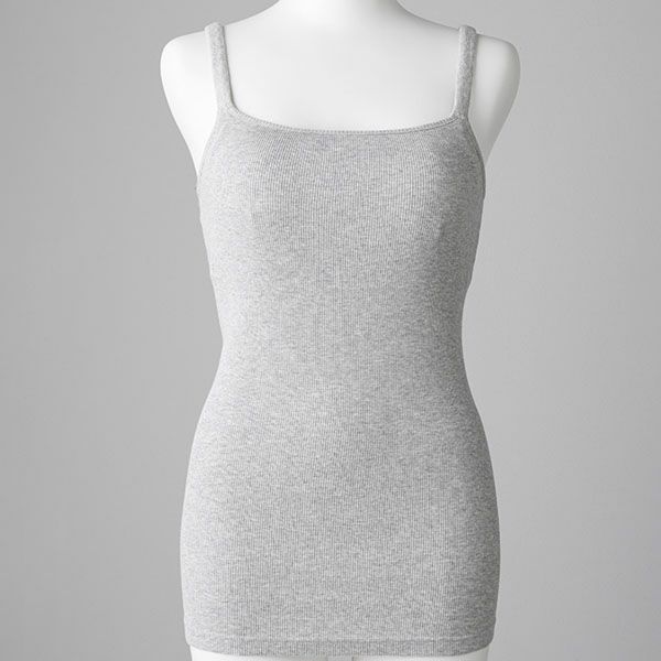 オーガニックコットン 肌にやさしいパッド付きリブキャミソール