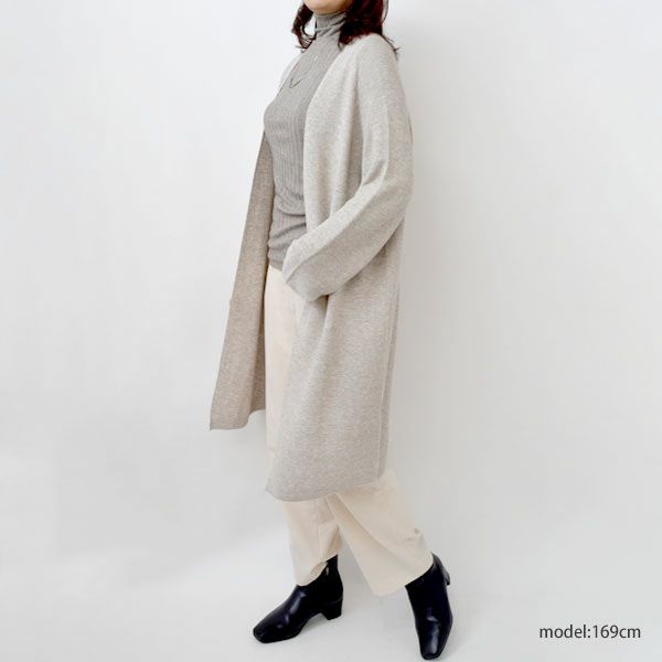 オーガニックコットン＆ヤク ガータードルマンロングカーディ グレー M