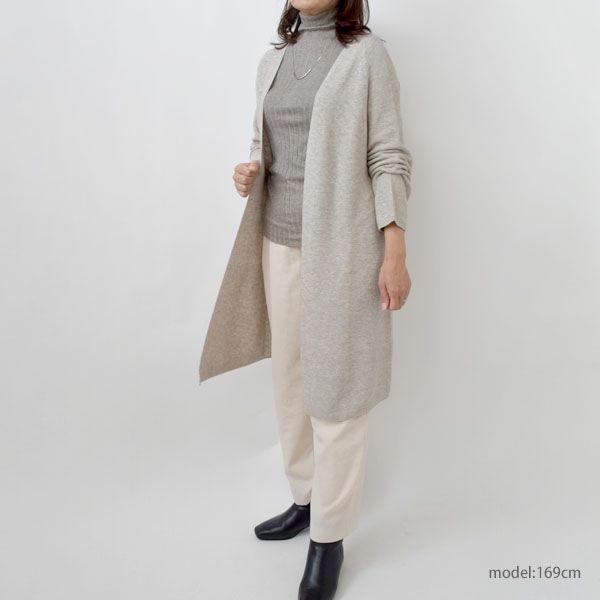 オーガニックコットン＆ヤク ガータードルマンロングカーディ グレー M