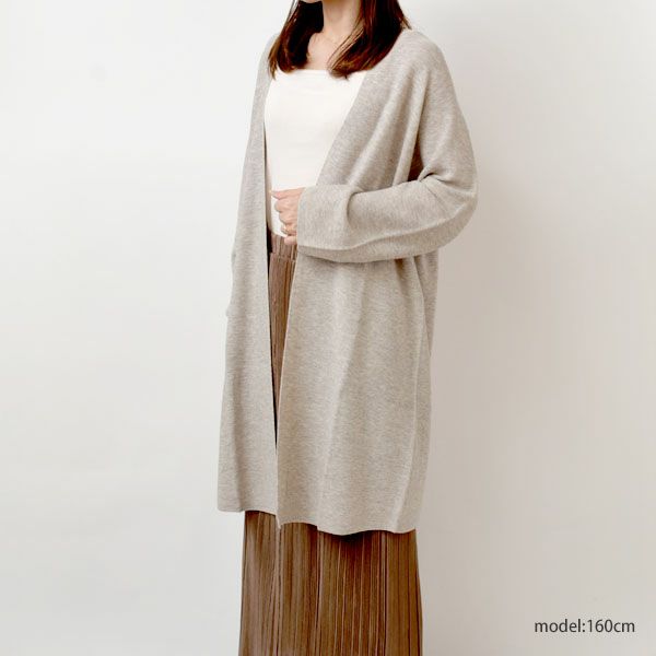 オーガニックコットン＆ヤク ガータードルマンロングカーディ グレー M