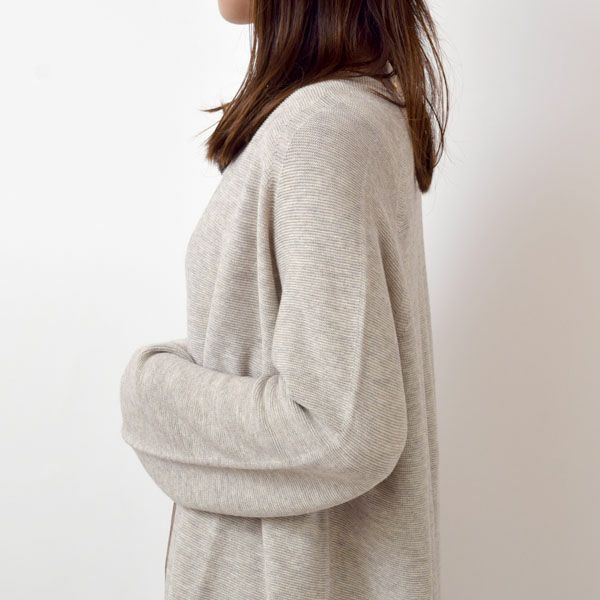 オーガニックコットン＆ヤク ガータードルマンロングカーディ グレー M