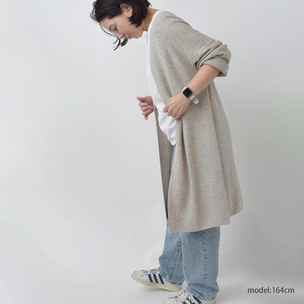 オーガニックコットン＆ヤク ガータードルマンロングカーディ グレー M