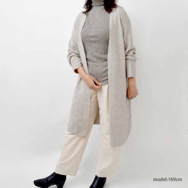 オーガニックコットン＆ヤク ガータードルマンロングカーディ グレー M