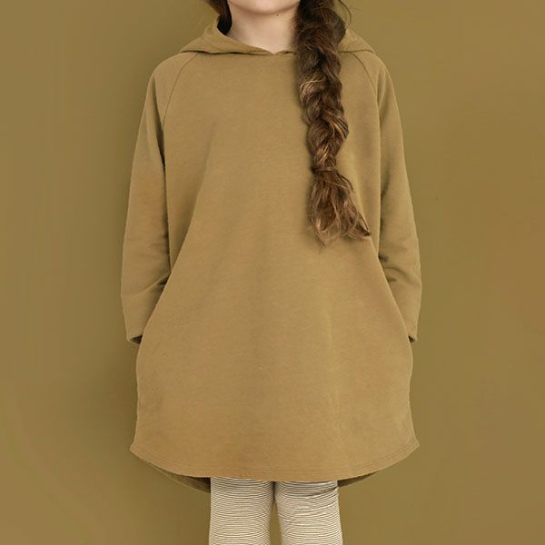 【SALE／40%OFF】オーガニックコットン キッズ 裏起毛フード付きワンピース