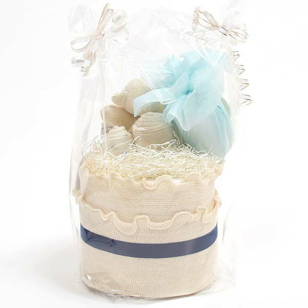 オーガニックコットン おむつケーキ リバティ 星柄アデラジャブルー