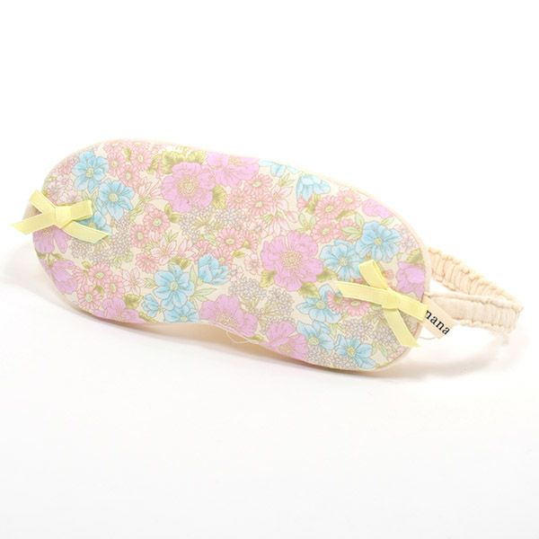 オーガニックコットン アイマスク フラワープリント コスメアピンク