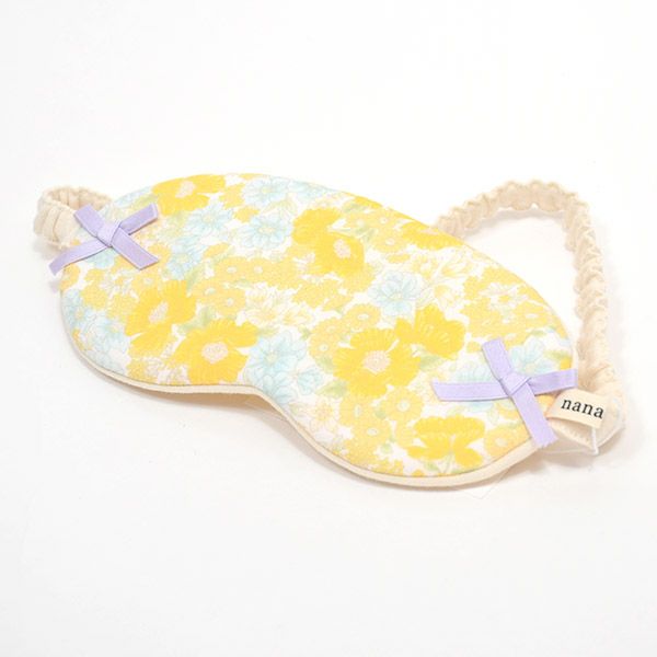 オーガニックコットン アイマスク フラワープリント コスメアイエロー