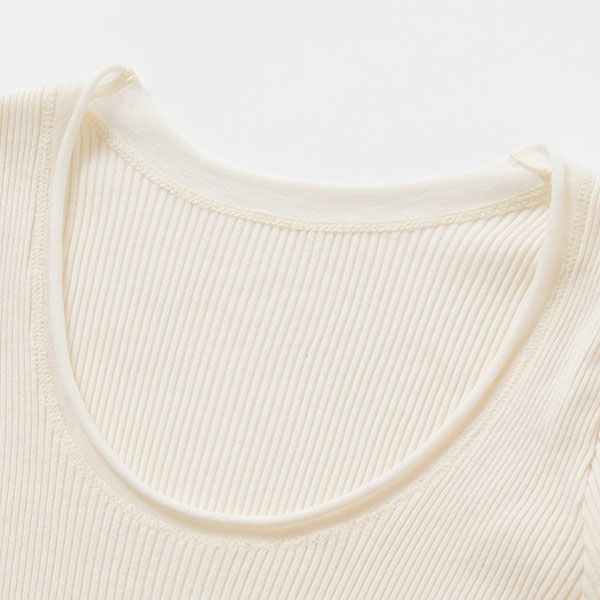 オーガニックコットン チューブテレコクルーネック(長袖) ナチュラル M
