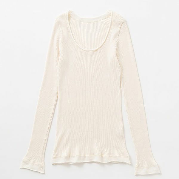 オーガニックコットン チューブテレコクルーネック(長袖) ナチュラル M