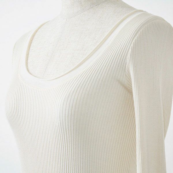 オーガニックコットン チューブテレコクルーネック(長袖) ナチュラル M