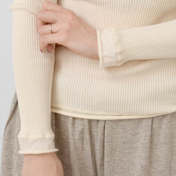 オーガニックコットン チューブテレコクルーネック(長袖) ナチュラル M