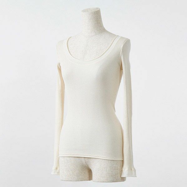 オーガニックコットン チューブテレコクルーネック(長袖) ナチュラル M