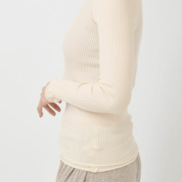 オーガニックコットン チューブテレコクルーネック(長袖) ナチュラル M