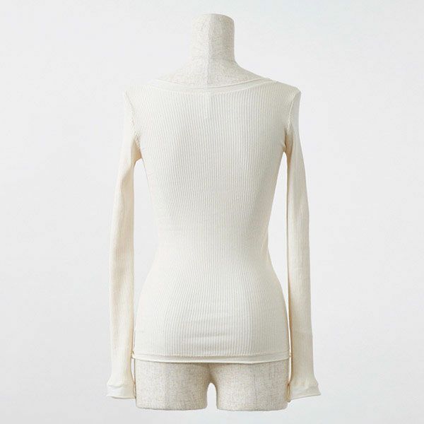 オーガニックコットン チューブテレコクルーネック(長袖) ナチュラル M