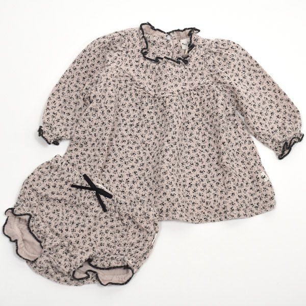 【SALE／20%OFF】オーガニックコットン ベビー ガーゼブラウス＆ブルマ LIBERTY(長袖)