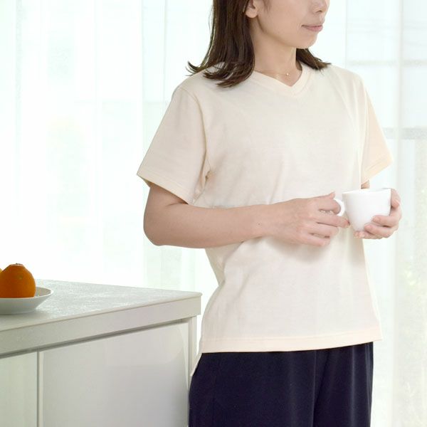 オーガニックコットン Vネックプルオーバー(半袖)