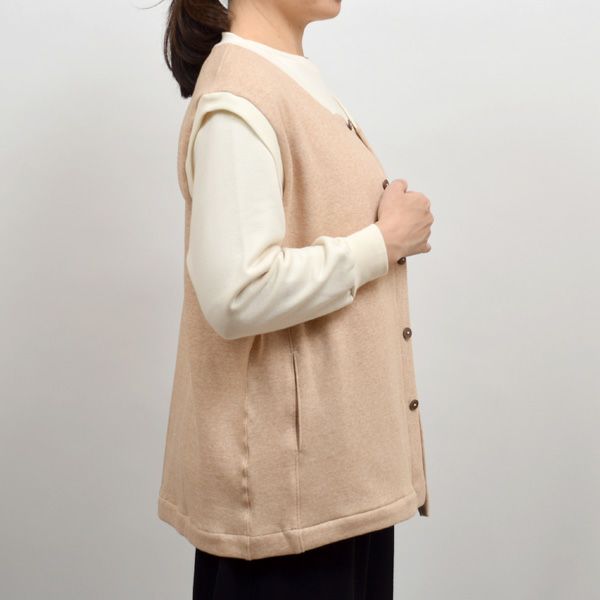 オーガニックコットン 裏起毛前開きベスト