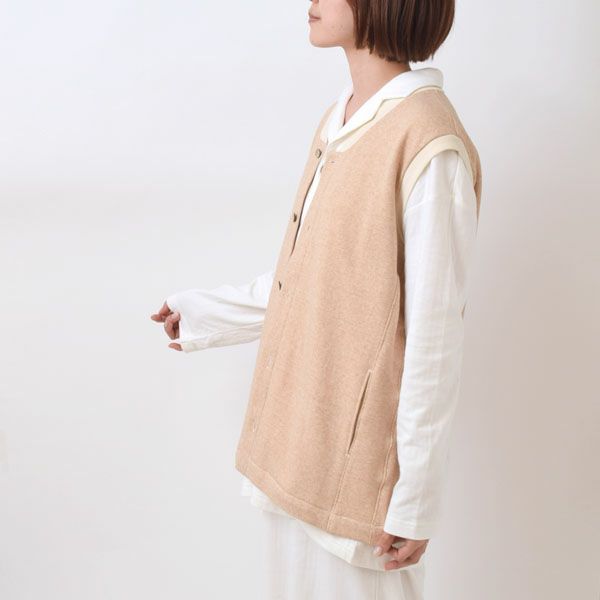 オーガニックコットン 裏起毛前開きベスト
