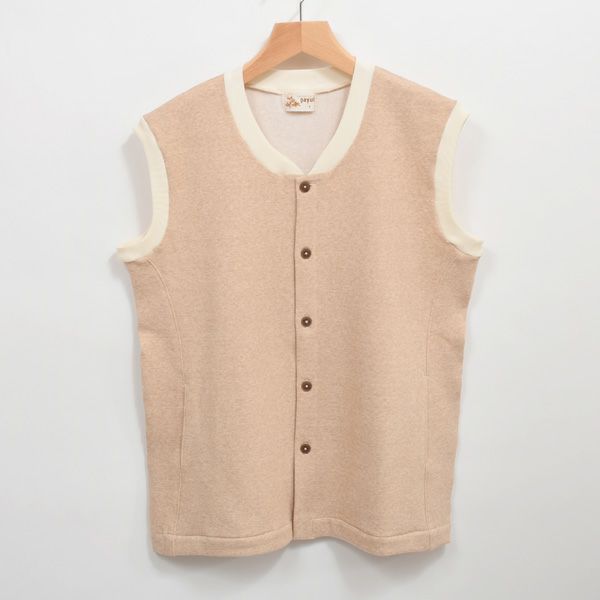 オーガニックコットン 裏起毛前開きベスト
