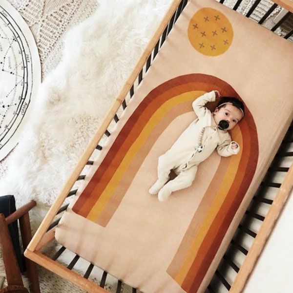【SALE／20%OFF】オーガニックコットン ベビークリブシーツ Rainbow 130×70