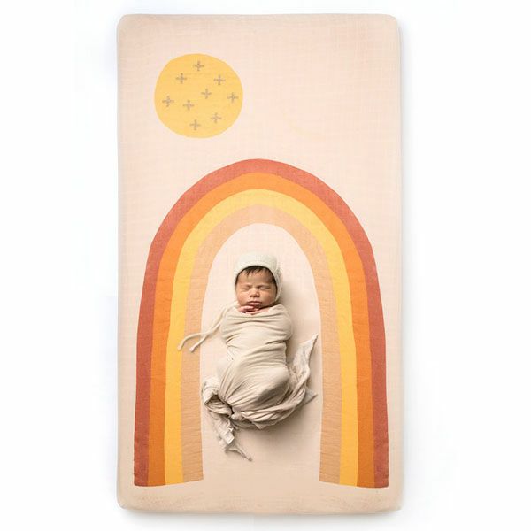 【SALE／20%OFF】オーガニックコットン ベビークリブシーツ Rainbow 130×70