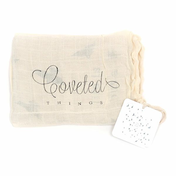 オーガニックコットン モスリンスワドルScarf Birds