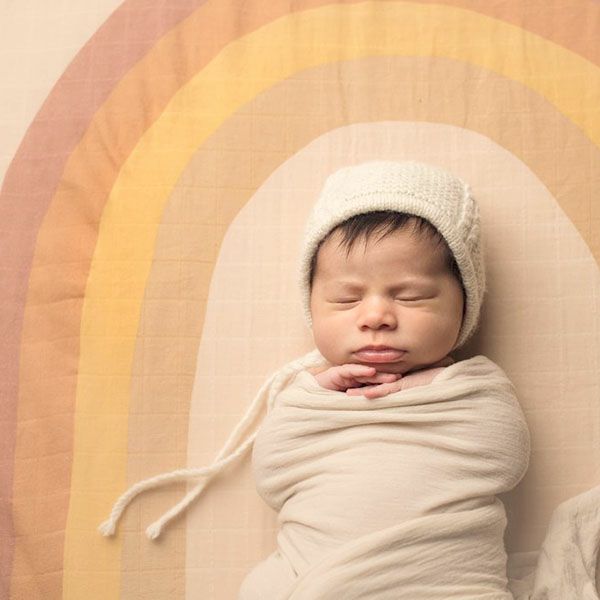 オーガニックコットン モスリンスワドルScarf Rainbow