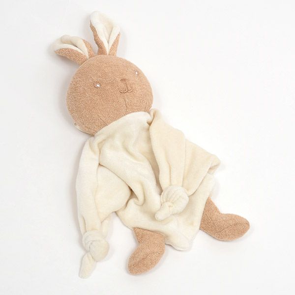 オーガニックコットン ベビーおしゃぶりクロス付きぬいぐるみ うさぎのドゥドゥ