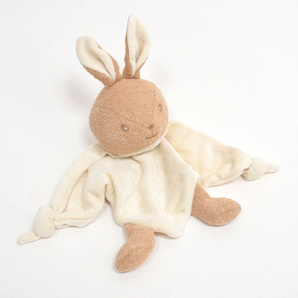 オーガニックコットン ベビーおしゃぶりクロス付きぬいぐるみ うさぎのドゥドゥ